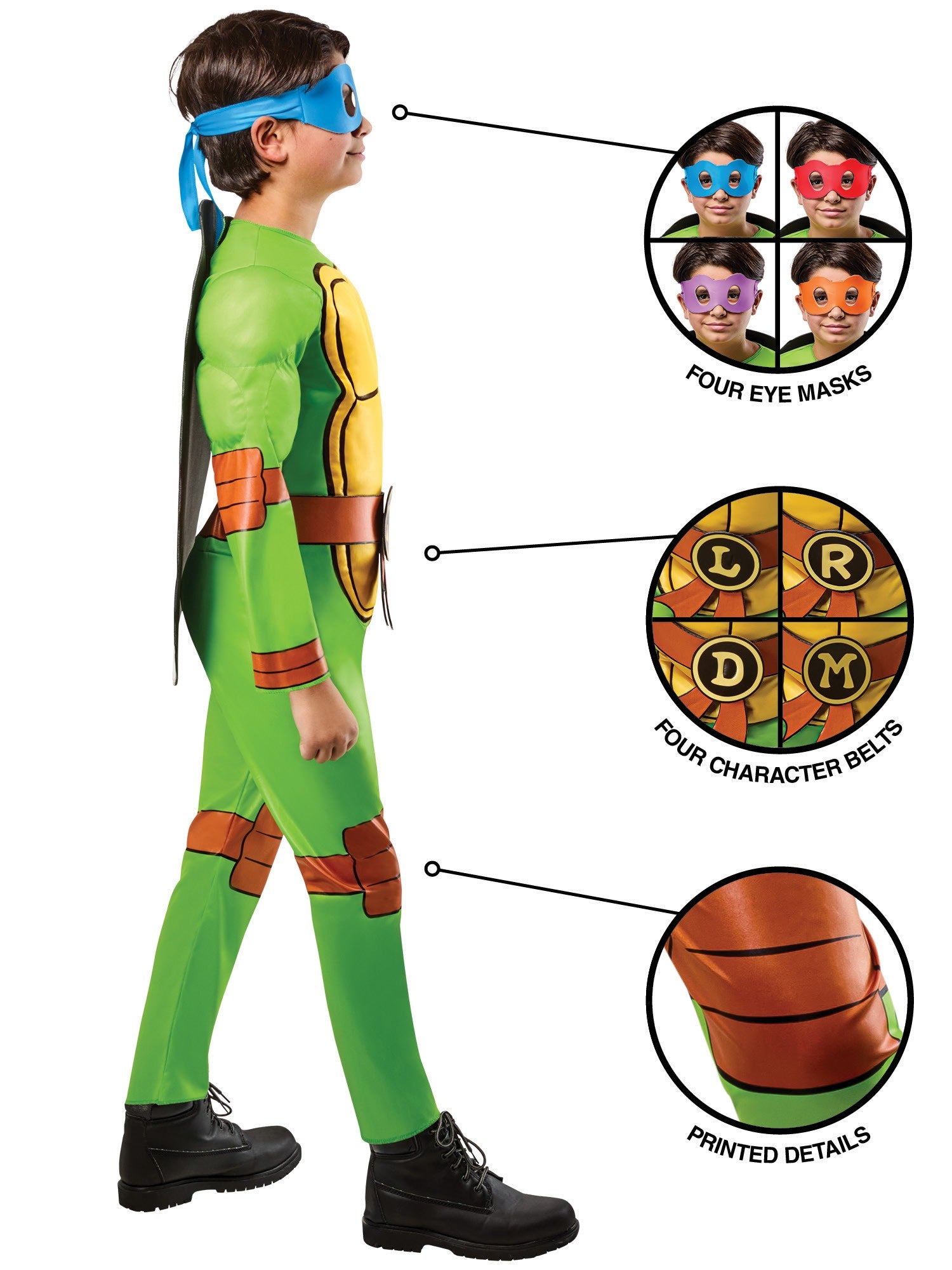 TMNT 4 in 1 Kids Ninja Turtles Costume