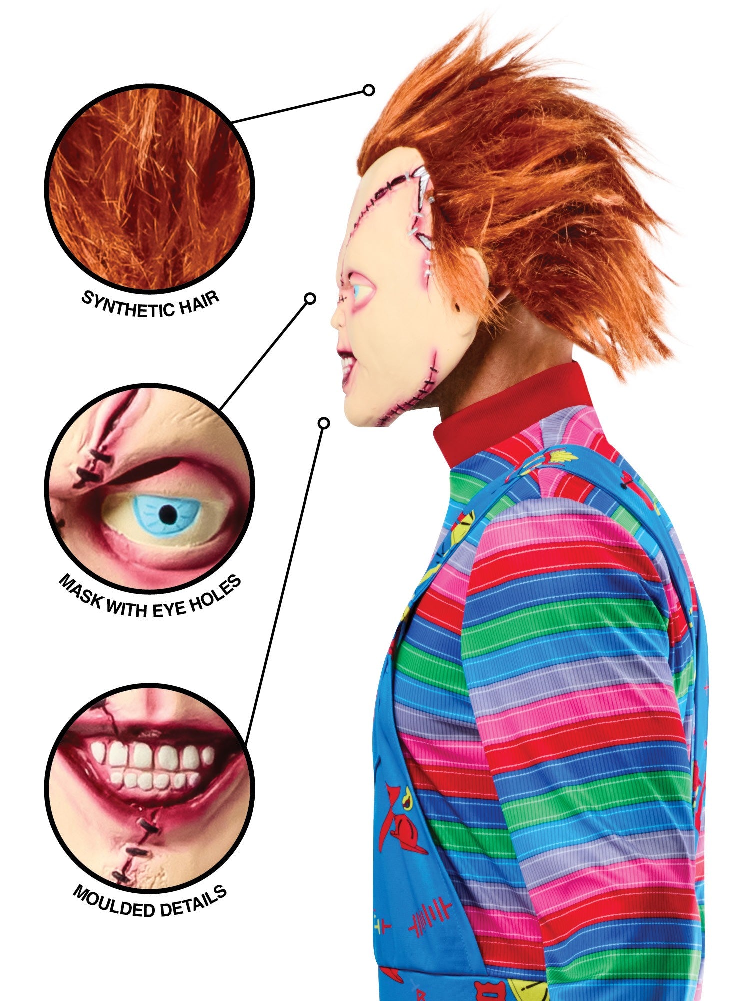 Chucky Stitched Up Adult Mask