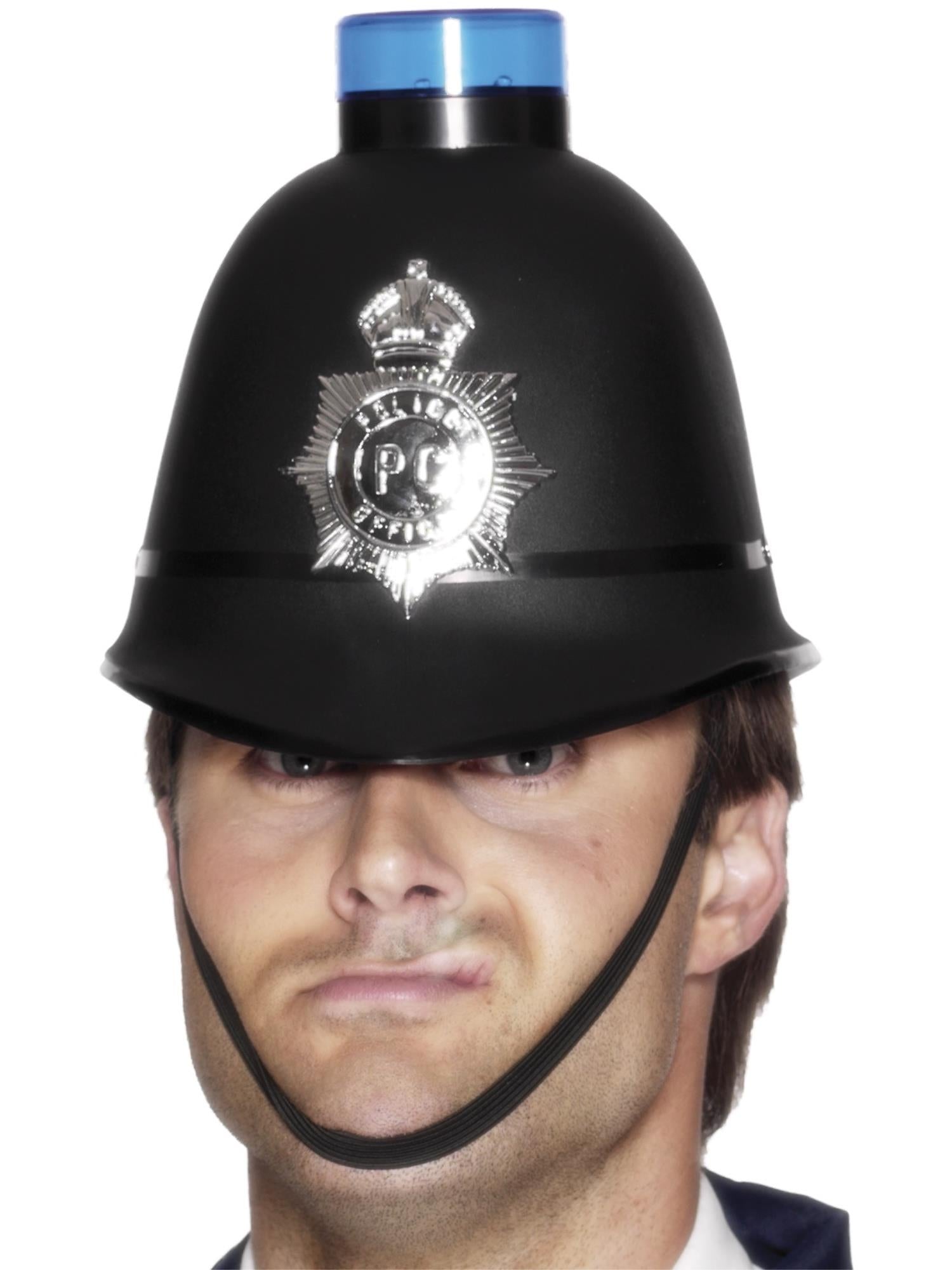 Police Helmet with Flashing Siren Light