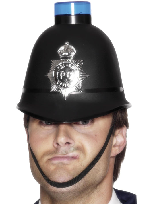 Police Helmet with Flashing Siren Light
