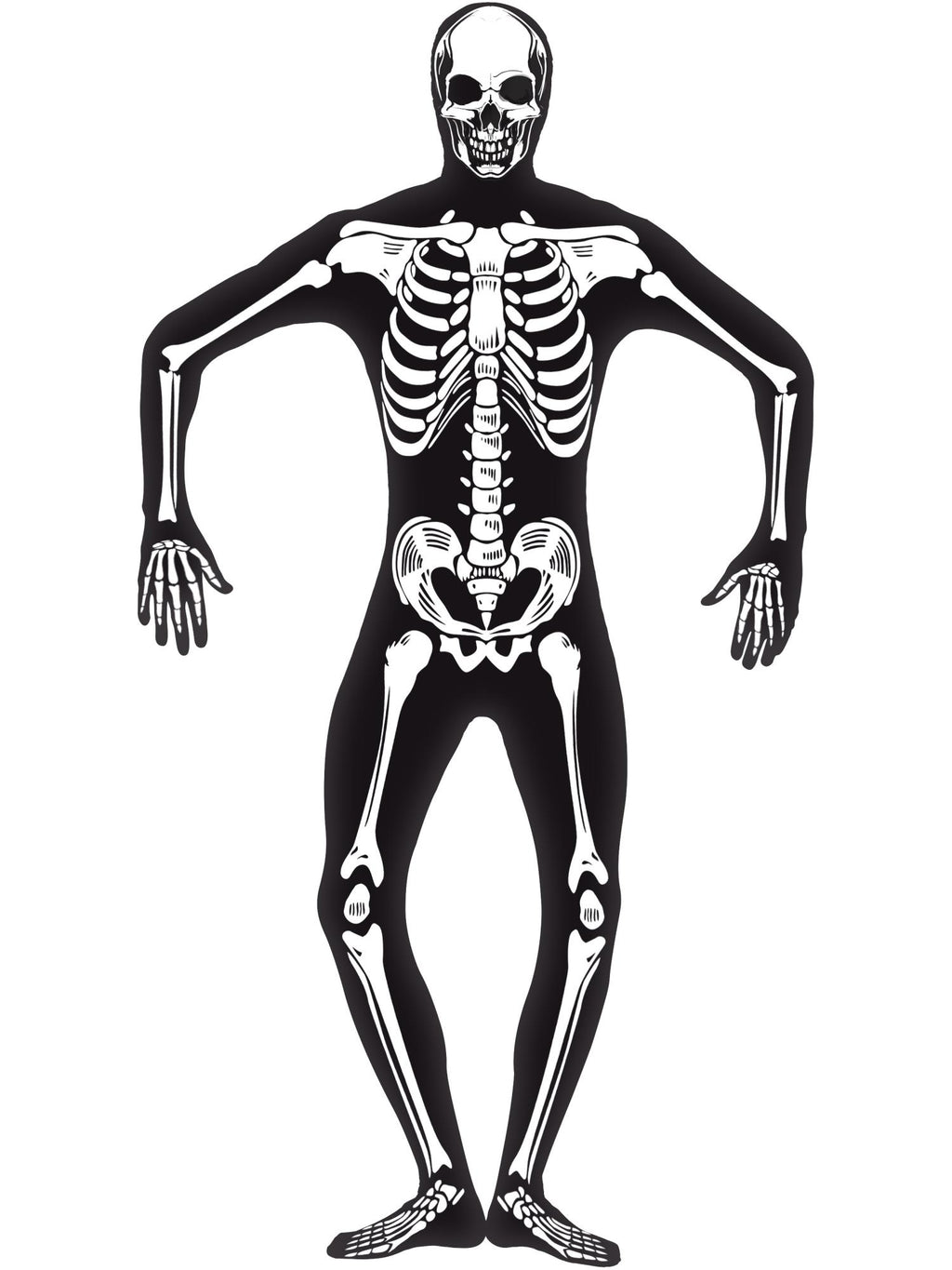 Skeleton Second Skin Costume, Black