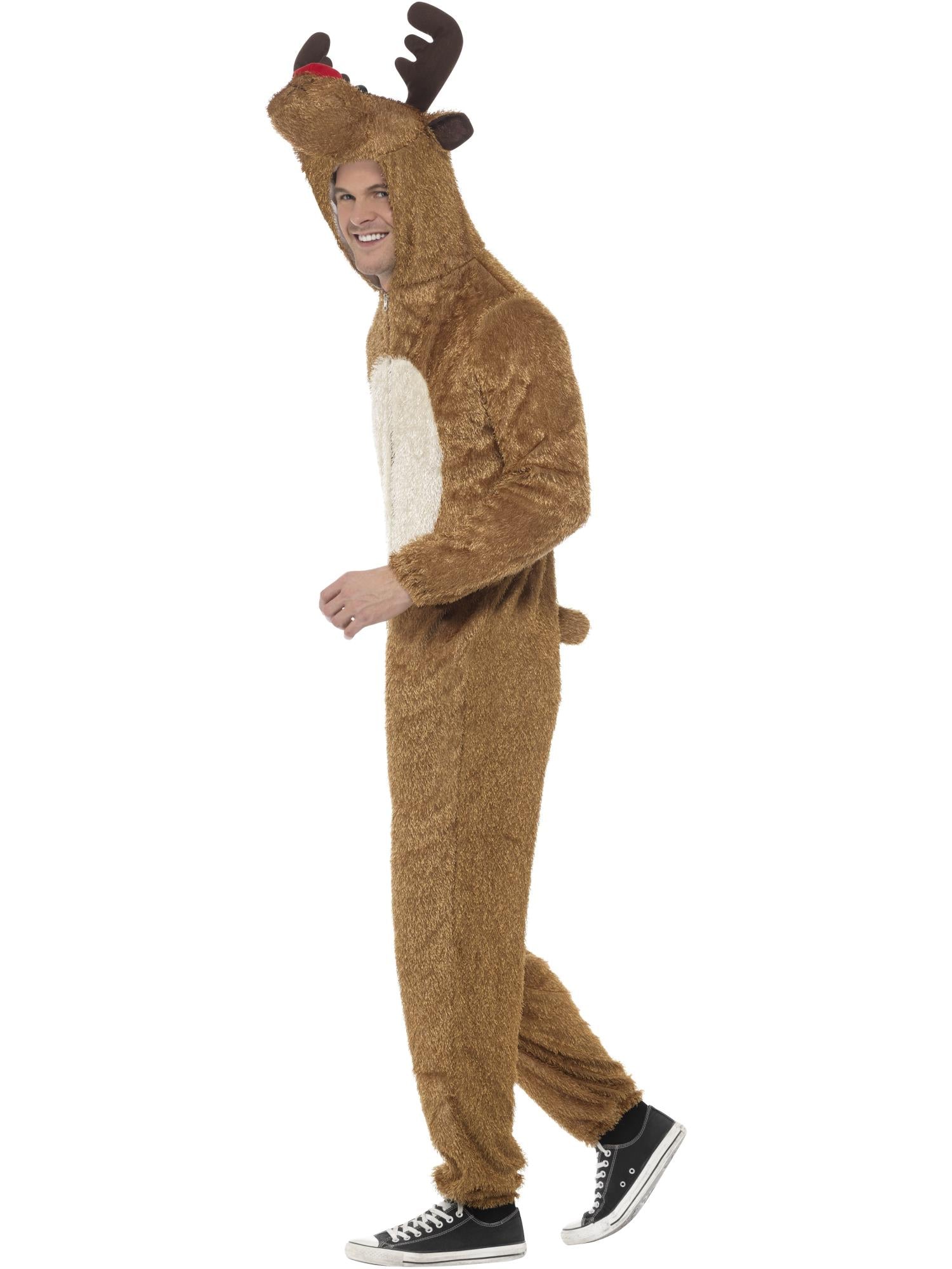 Reindeer Costume, Brown, with Hooded Jumpsuit