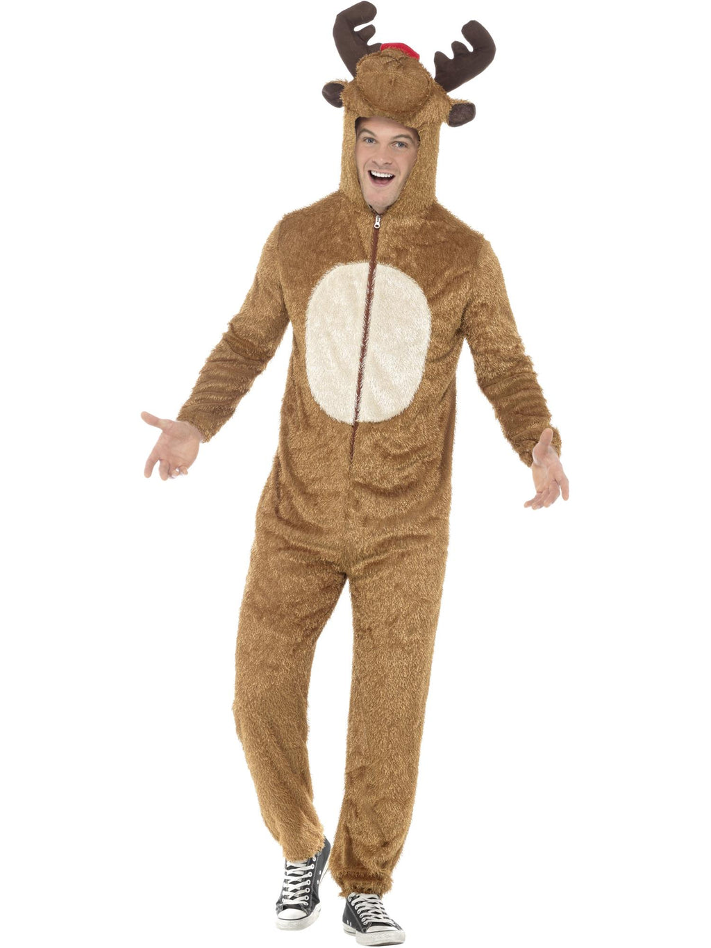 Reindeer Costume, Brown, with Hooded Jumpsuit