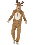 Reindeer Costume, Brown, with Hooded Jumpsuit