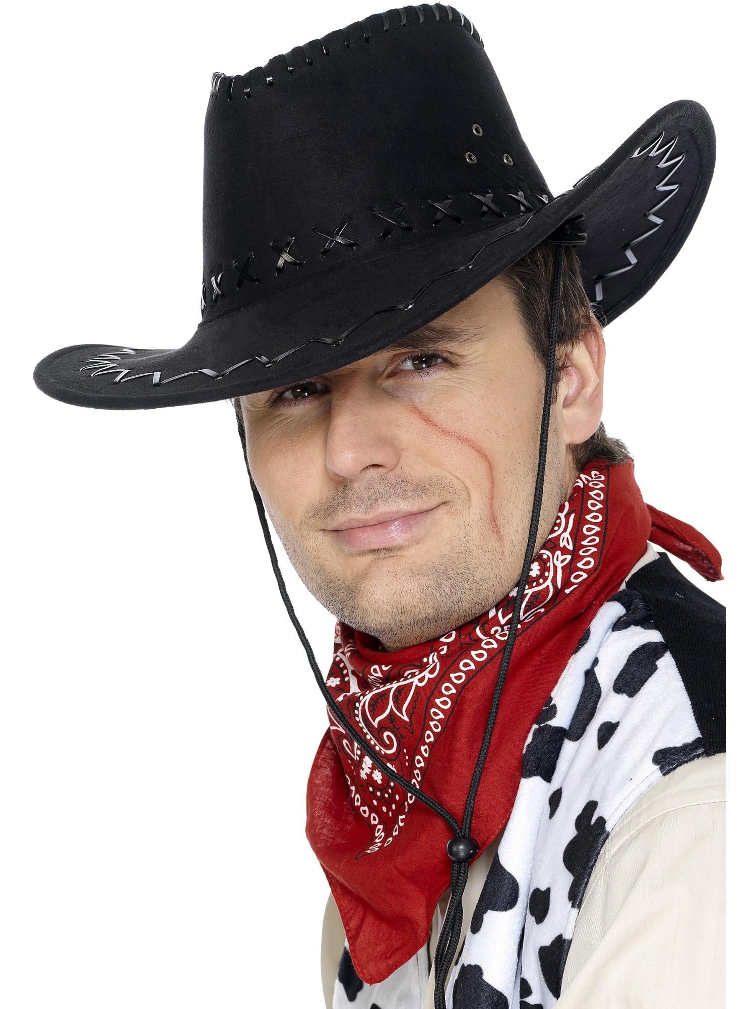 Suede Look Cowboy Hat, Black