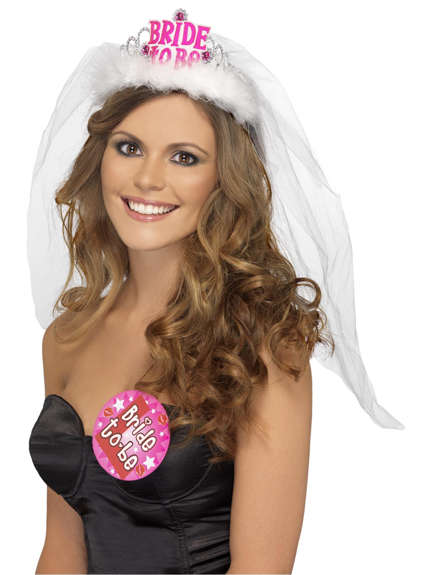 Bride to Be Tiara with Veil, White