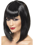 Vamp Wig, Black, Short with Fringe