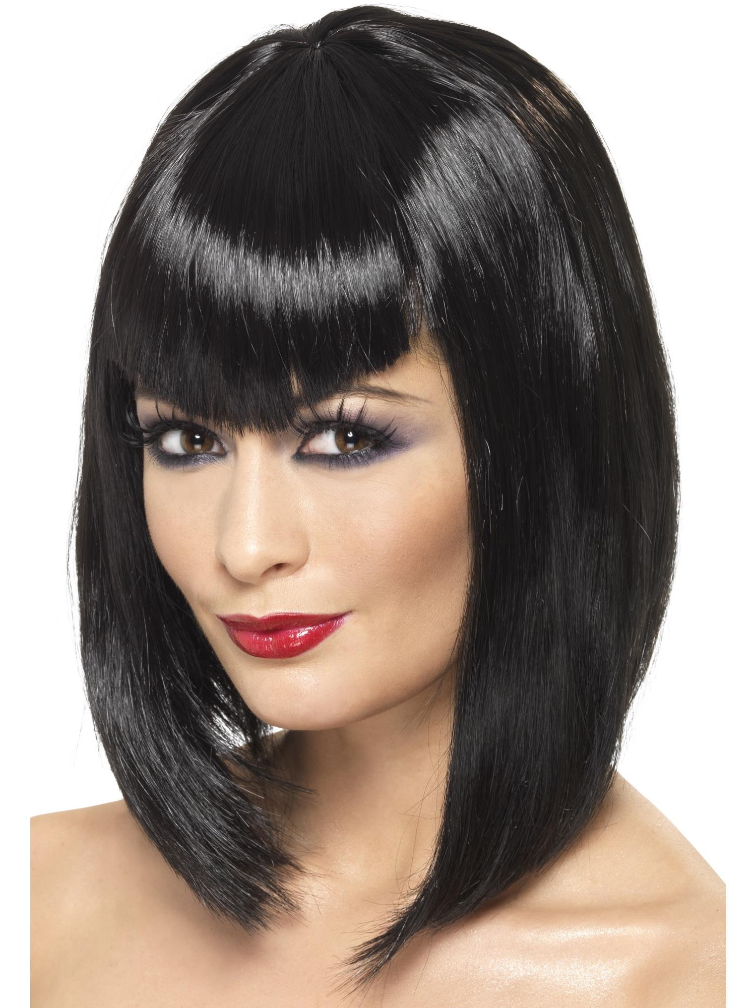 Vamp Wig, Black, Short with Fringe