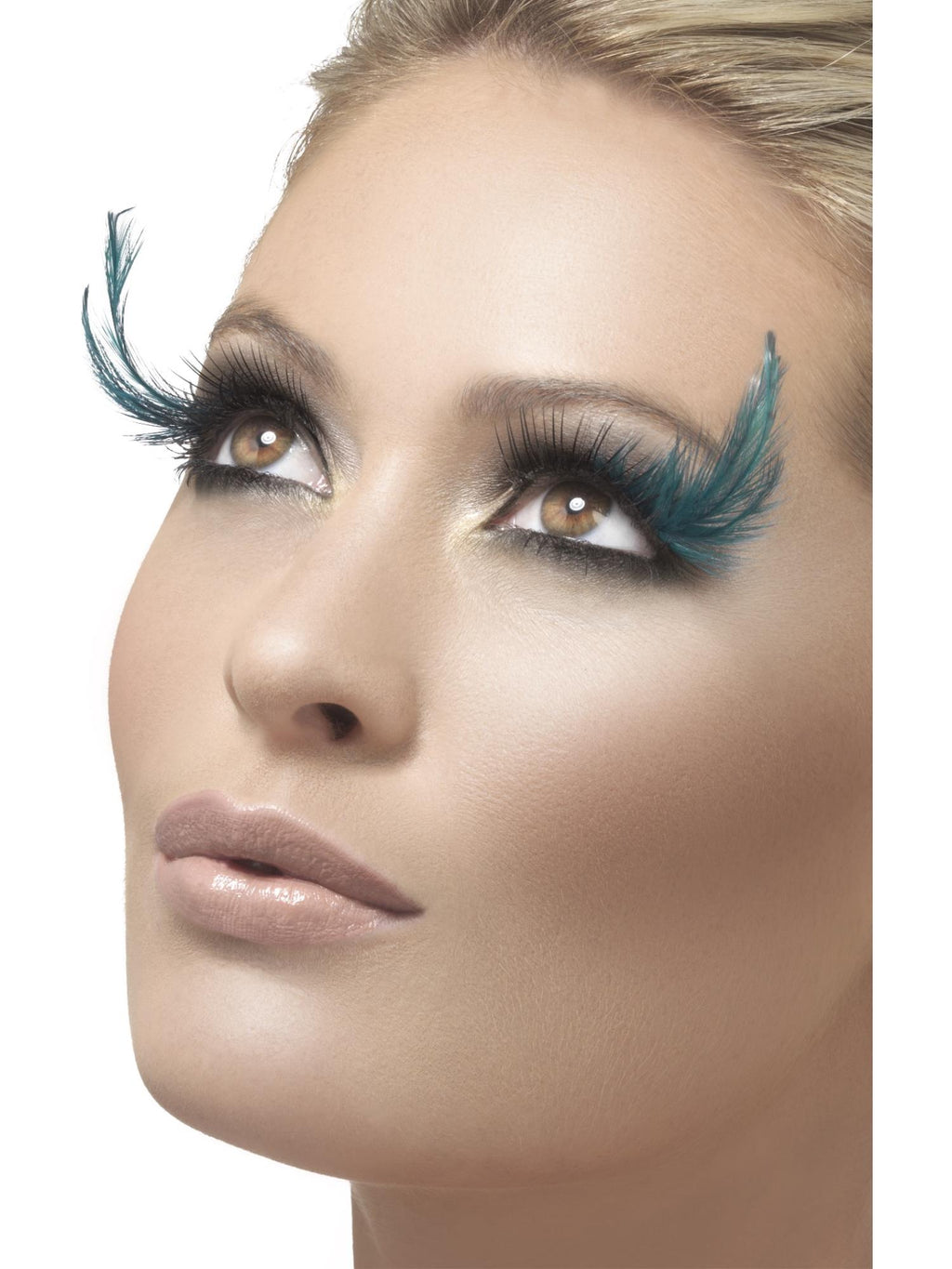 Eyelashes, Black & Green, with Feather Plume