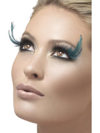 Eyelashes, Black & Green, with Feather Plume