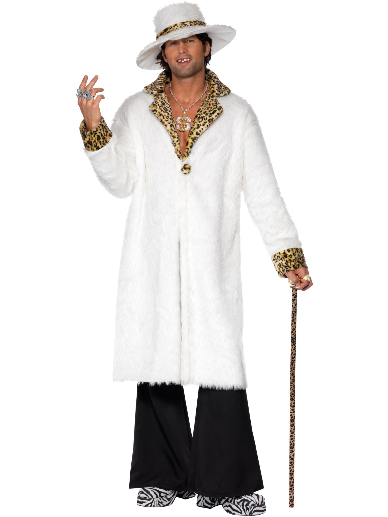 Pimp Costume, White and Leopard Skin