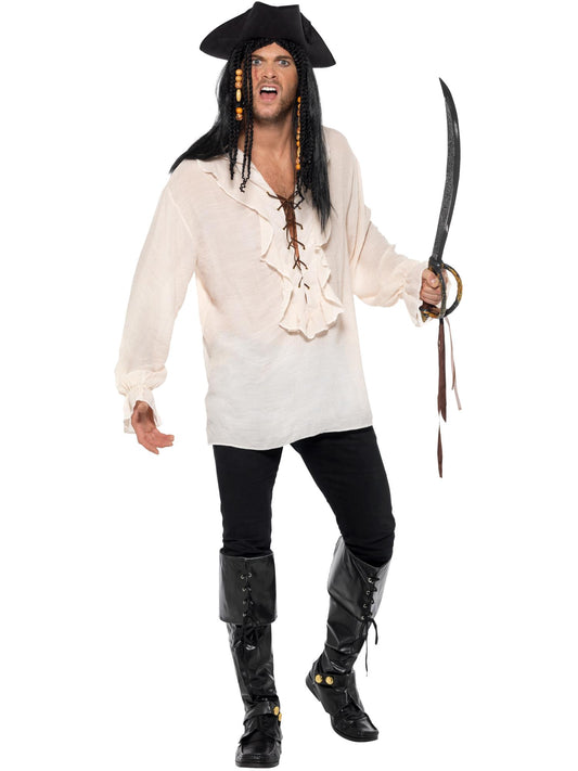 Pirate Shirt, Ivory, with Lace Up Front