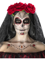 Day of the Dead Face Tattoo Transfers Kit, Red & Black
