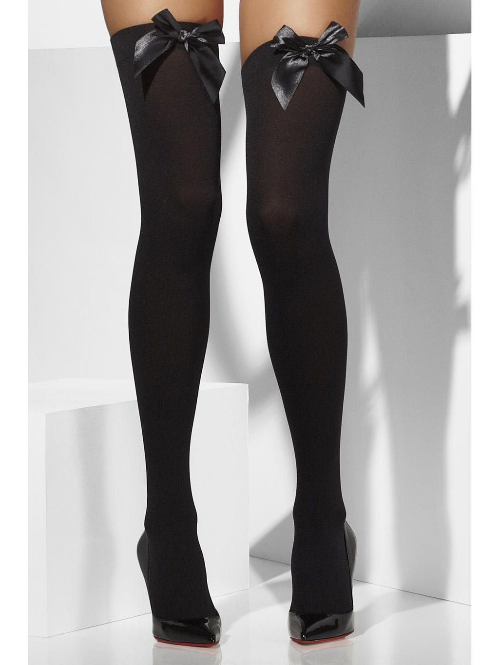 Opaque Hold-Ups, Black, with Black Bows