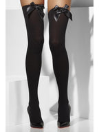 Opaque Hold-Ups, Black, with Black Bows