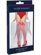 Opaque Hold-Ups, Red & White, Striped with Bows