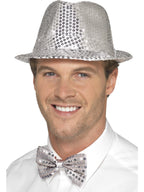 Sequin Trilby Hat, Silver