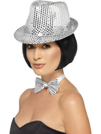 Sequin Trilby Hat, Silver
