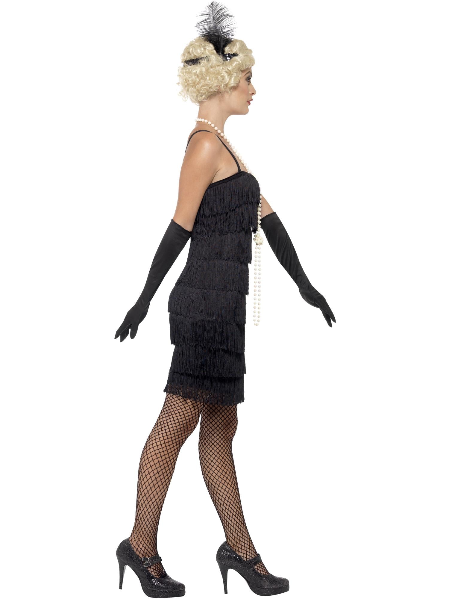 Flapper Costume, Black, with Short Dress