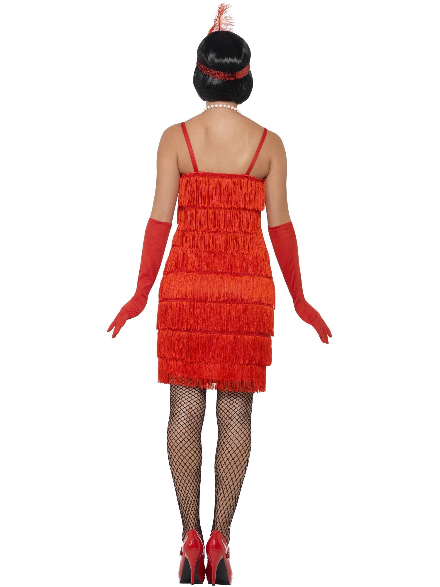 Flapper Costume, Red, with Short Dress