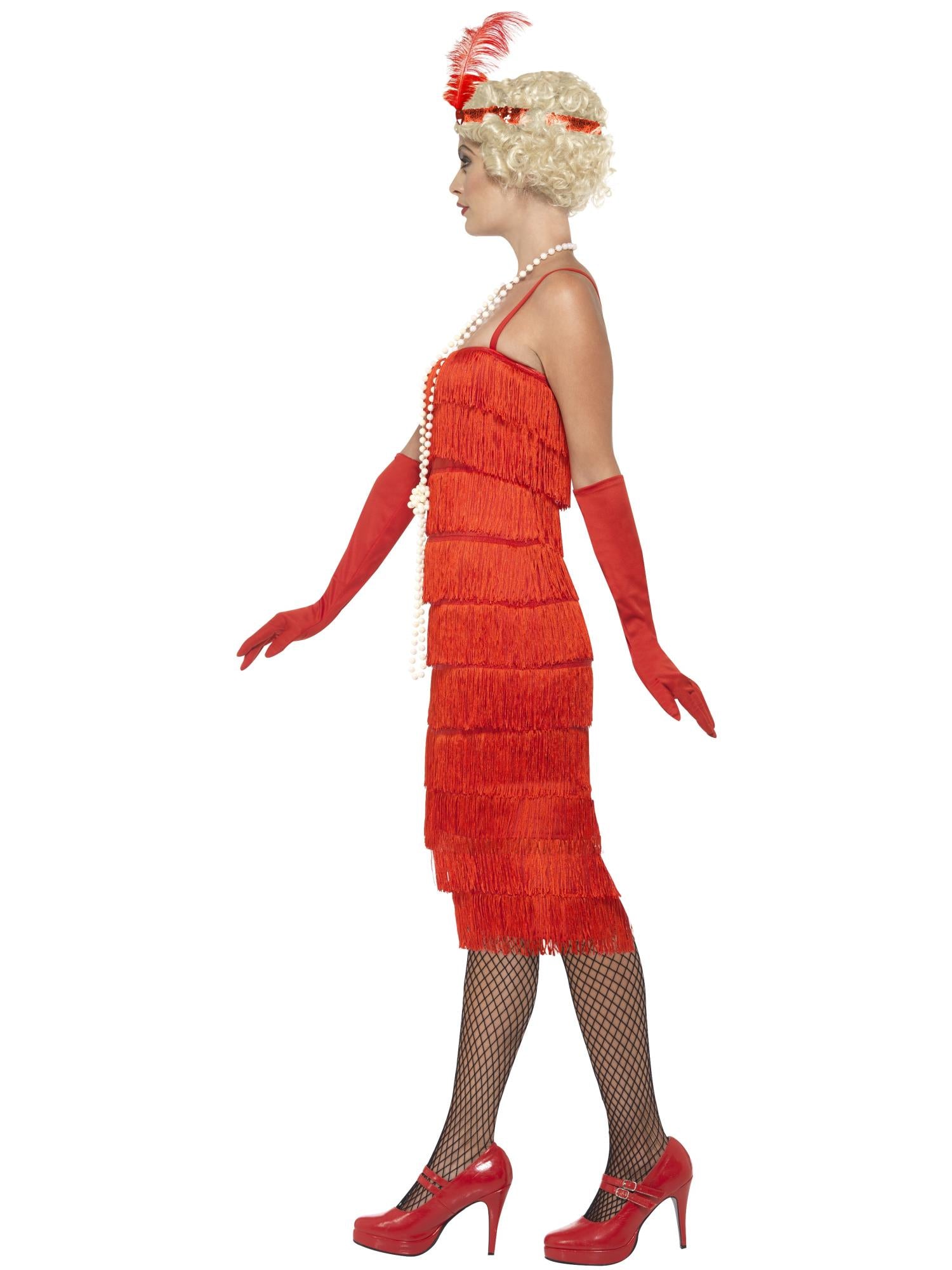 Flapper Costume, Red, with Long Dress