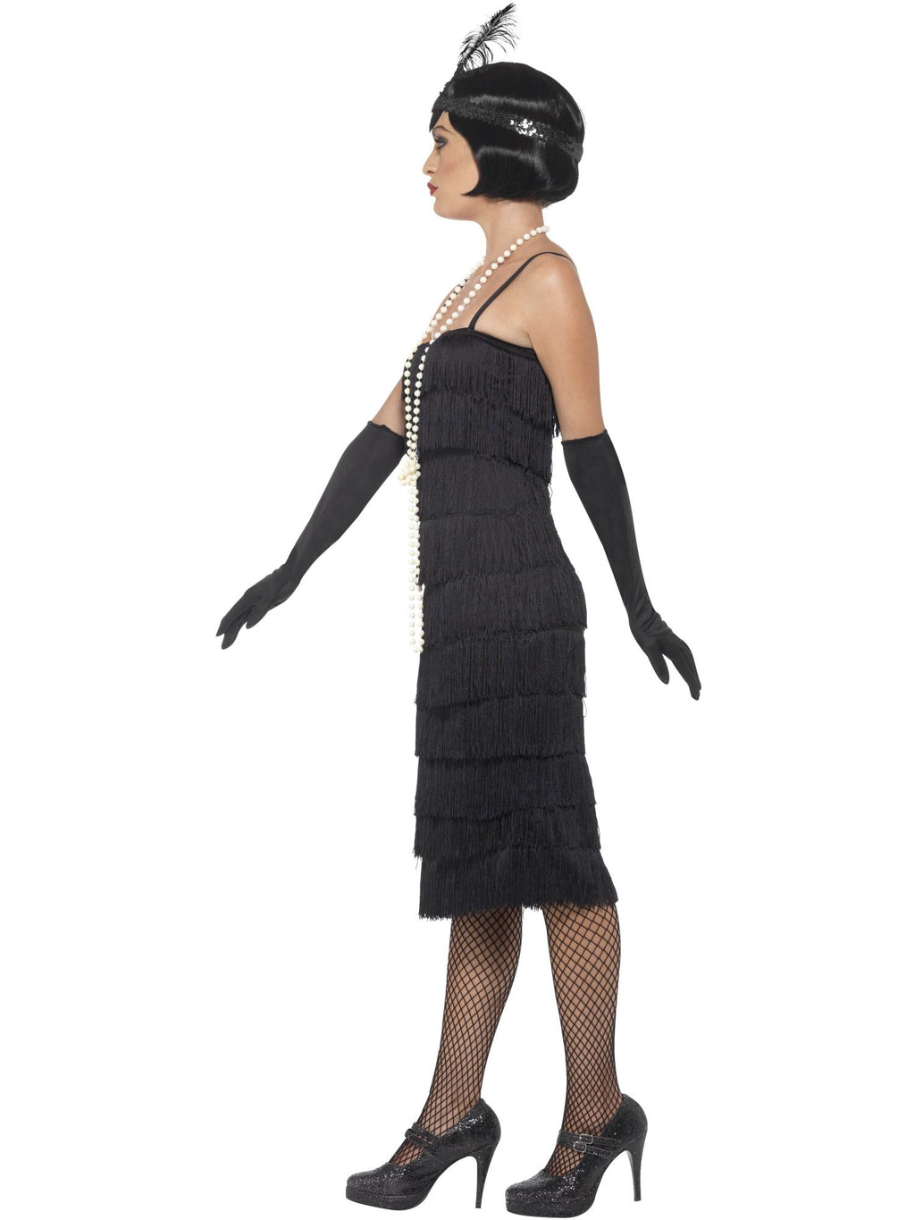 Flapper Costume, Black, with Long Dress