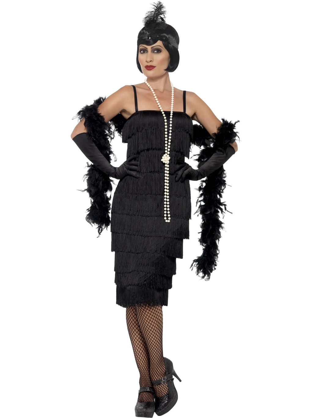 Flapper Costume, Black, with Long Dress