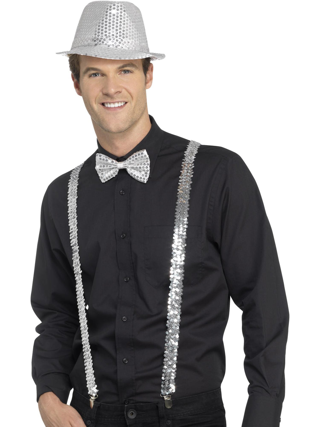 Sequin Braces, Silver