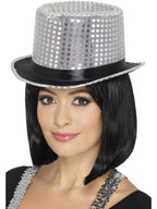 Sequin Top Hat, Silver