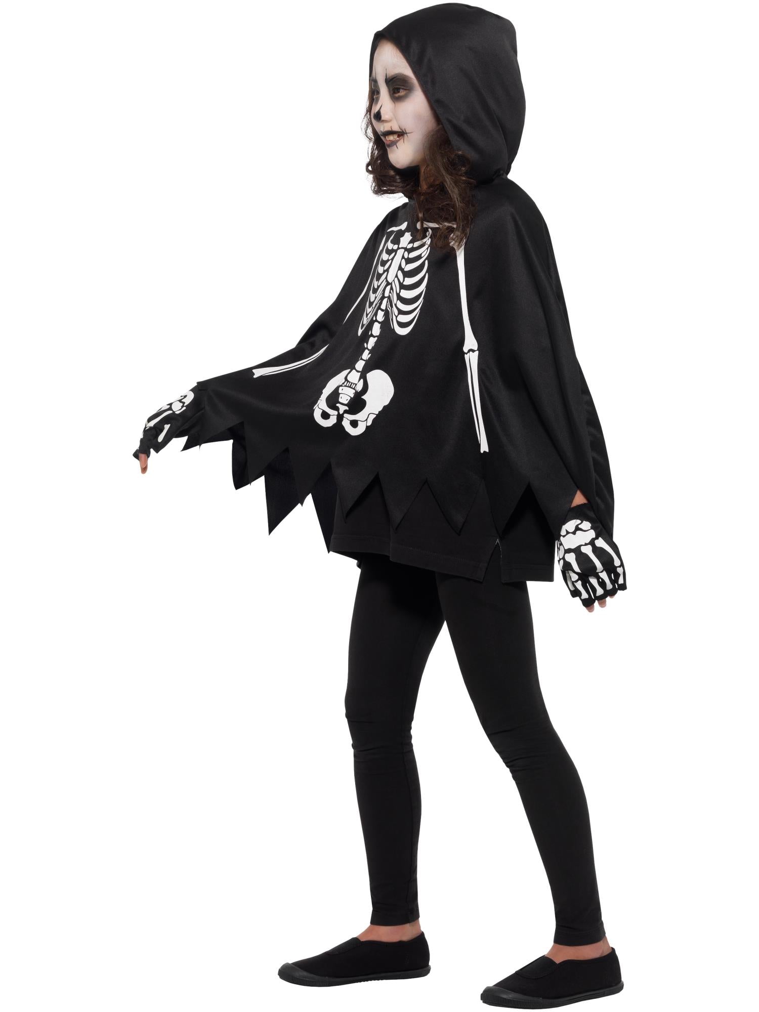 Kids Skeleton Poncho, with Gloves