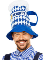 Beer Festival Beer Hat, Blue & White Chequered