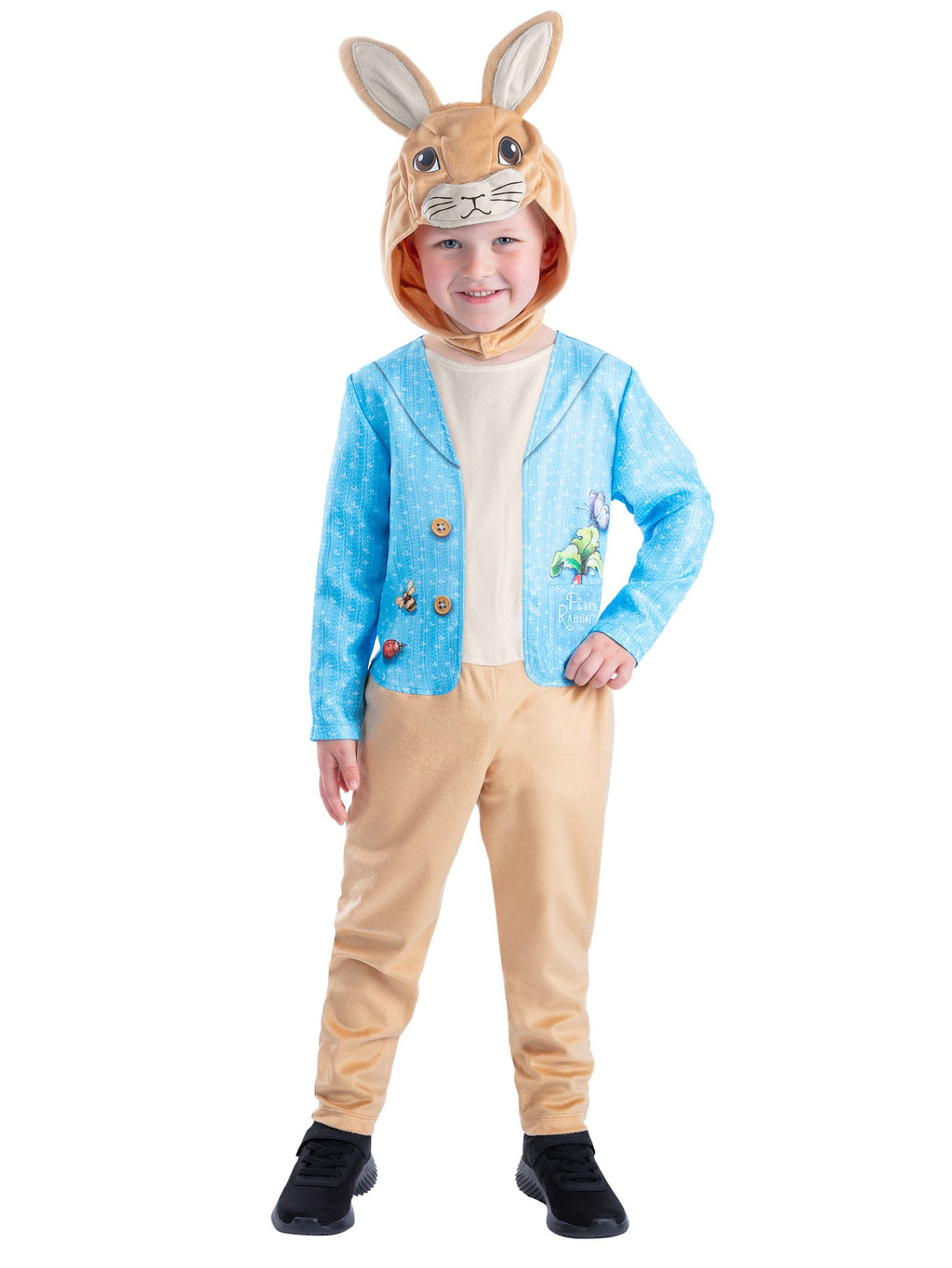Kids Peter Rabbit Classic Costume with Hood â€“ Boys Storybook Fancy Dress Onesie