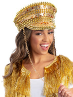 Fever Deluxe Sequin Studded Captains Hat, Gold