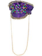 Fever Deluxe Sequin Studded Captains Hat, Purple