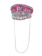 Fever Deluxe Sequin Studded Captains Hat, Hot Pink