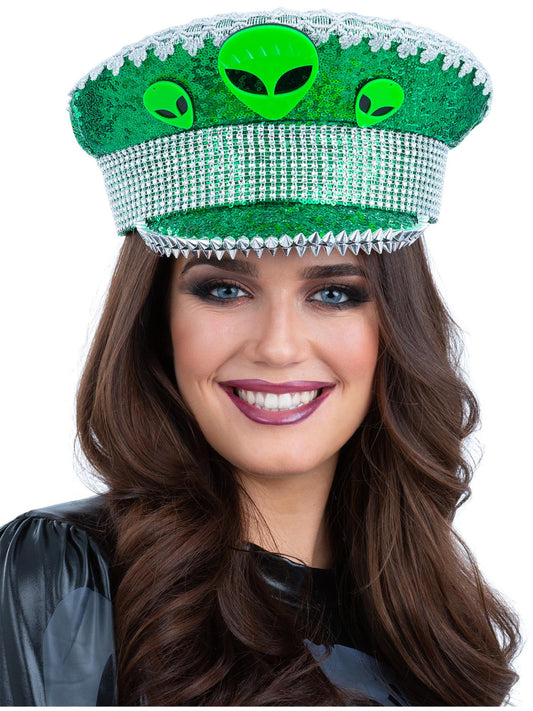 Fever Deluxe Alien Sequin Captains Hat