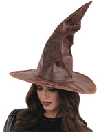 Distressed Mock Leather Wizard Hat