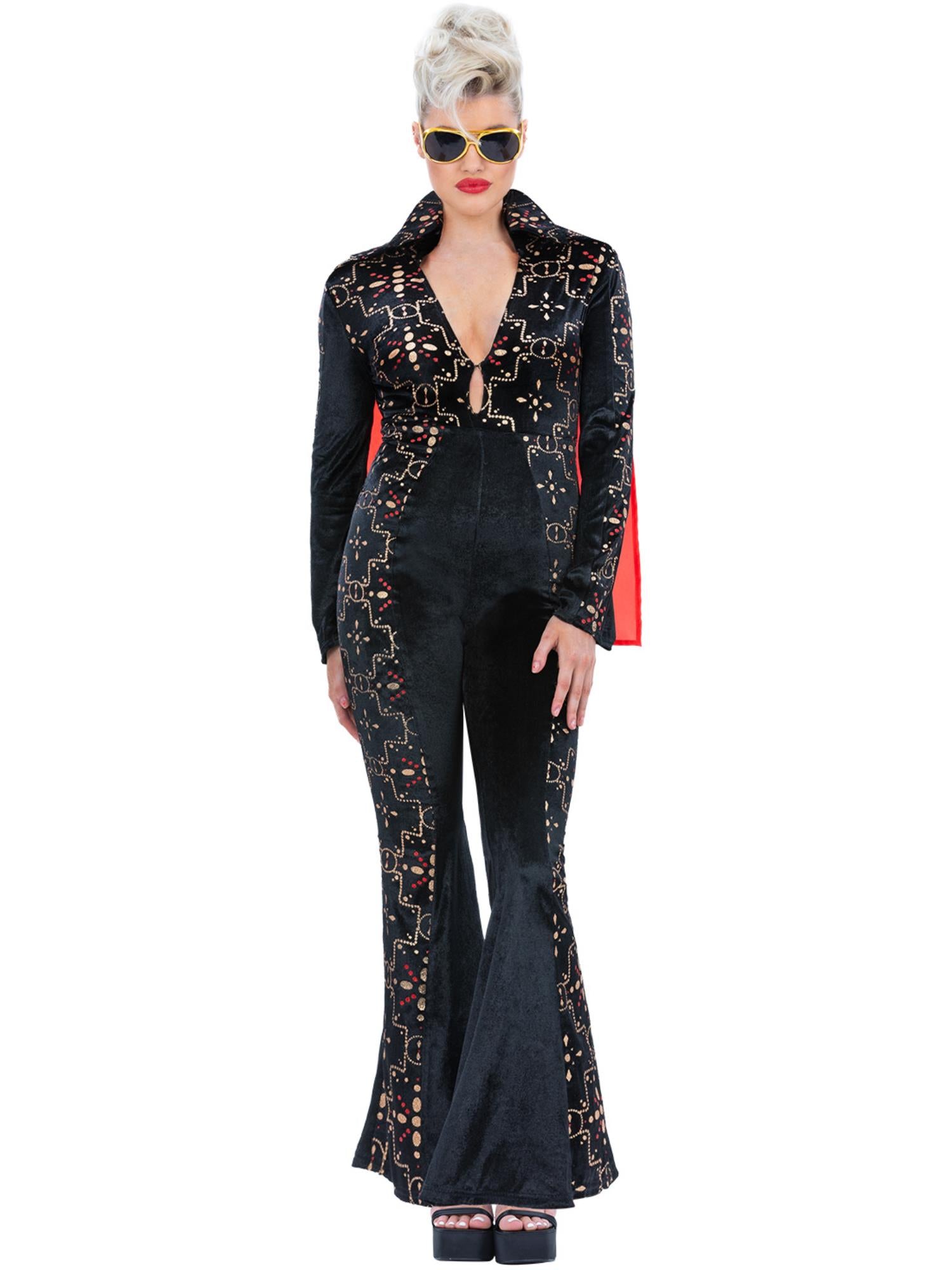 Elvis Black Rhinestone Ladies Jumpsuit