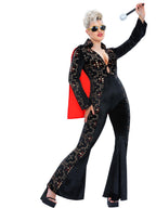 Elvis Black Rhinestone Ladies Jumpsuit