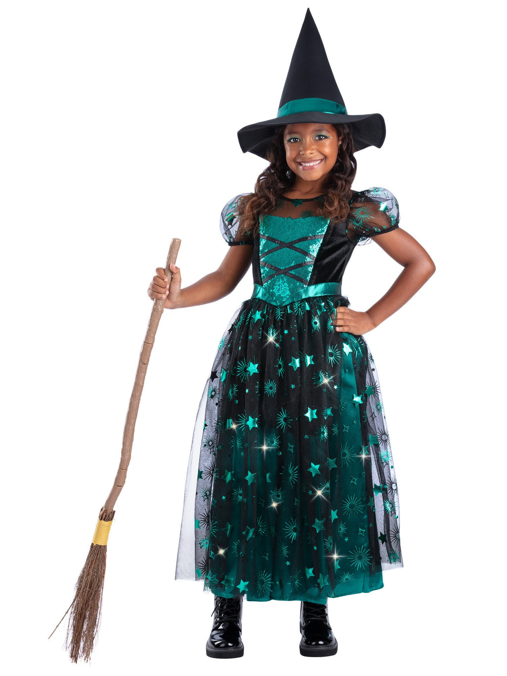 Emerald Witch Light Up Girls Costume