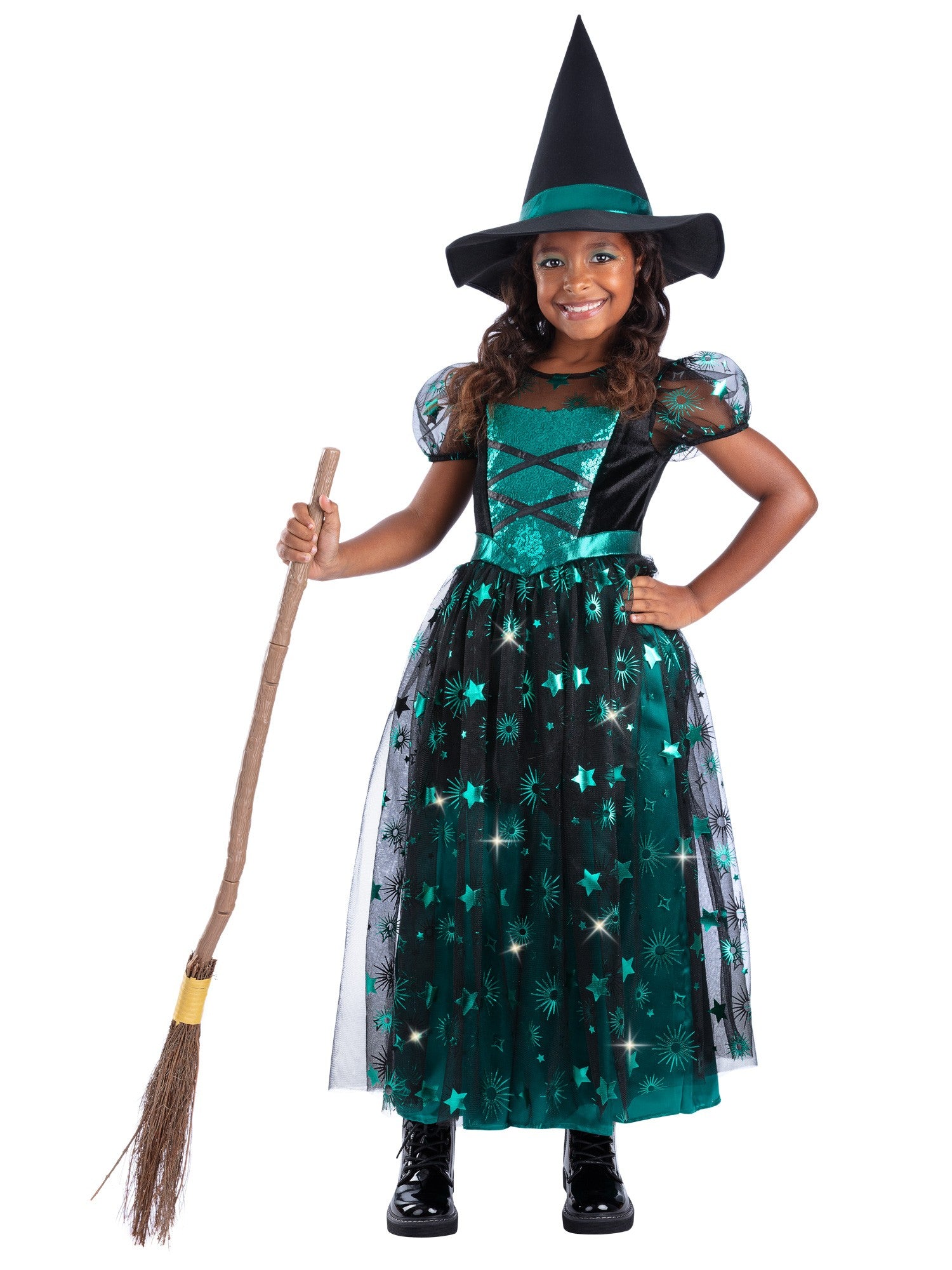 Emerald Witch Light Up Girls Costume