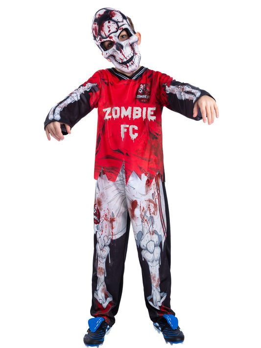 Zombie FC Footballer Skeleton Costume, Red