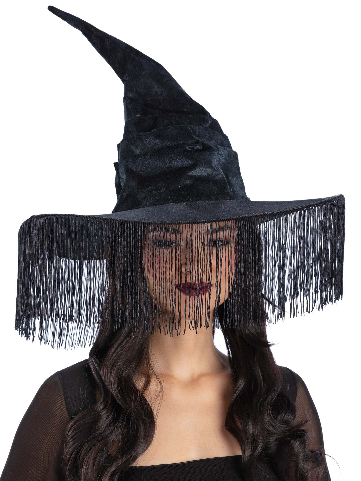 Black Fringe Western Witch Hat