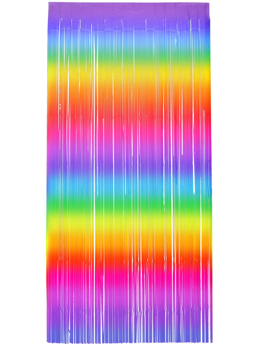 Matt Fringe Curtain Backdrop, Rainbow Stripe