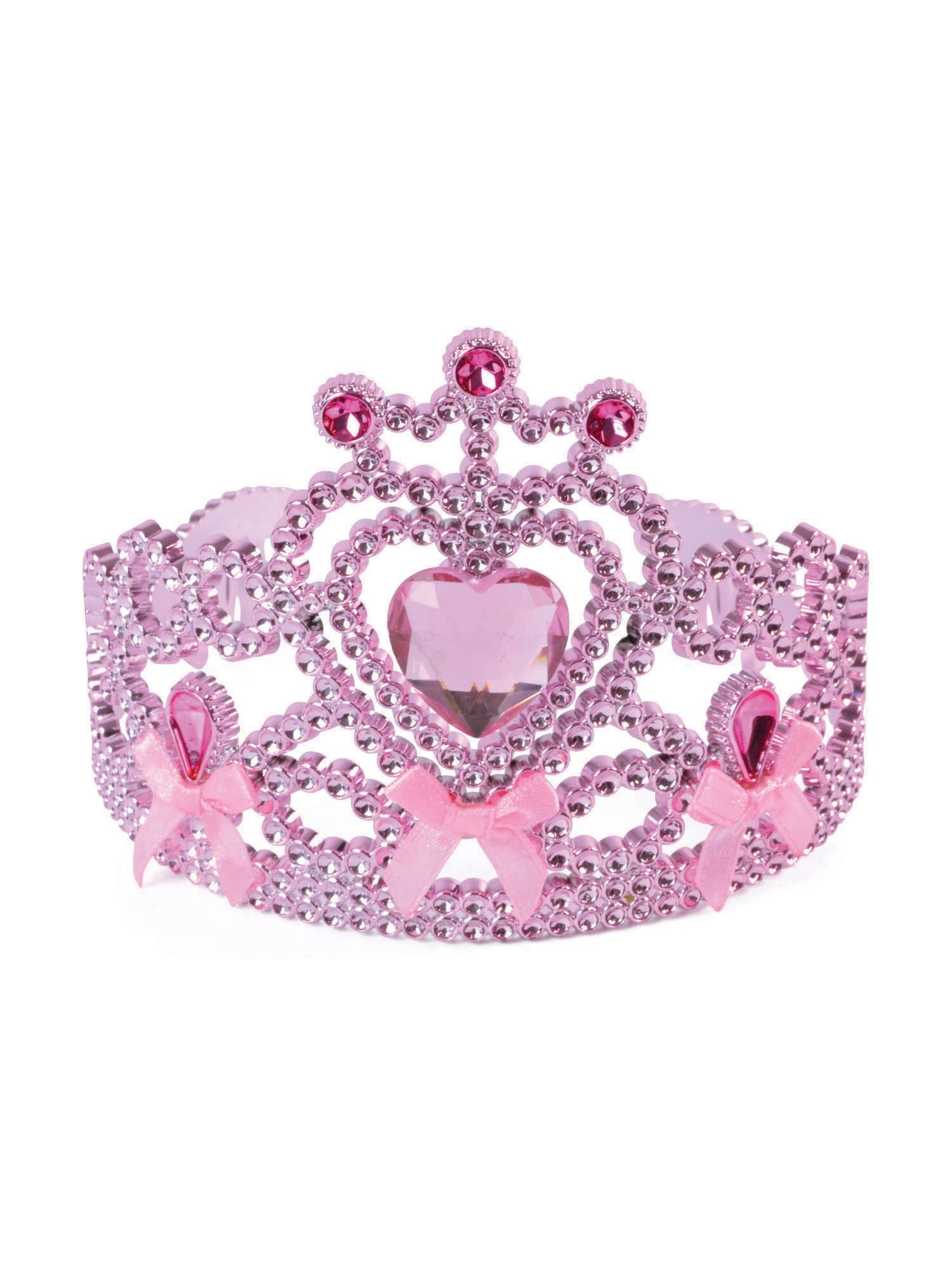 Pink Tiara With Ribbon Bow Ties Costume Accessory