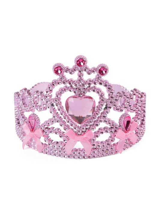 Pink Tiara With Ribbon Bow Ties Costume Accessory