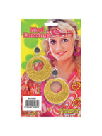 Gold Mod Glitter Earrings Costume Accessory