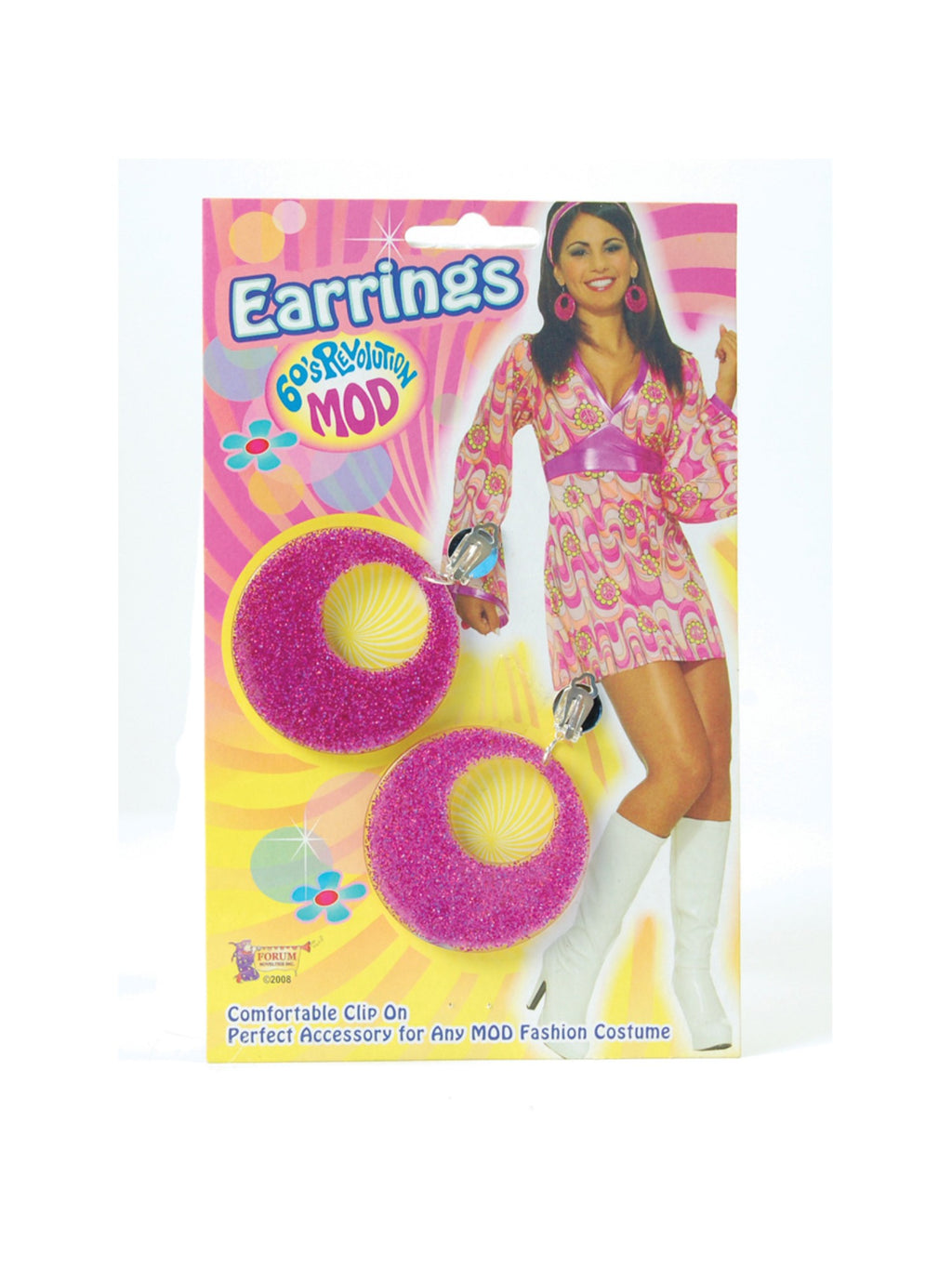 Pink Mod Glitter Earrings