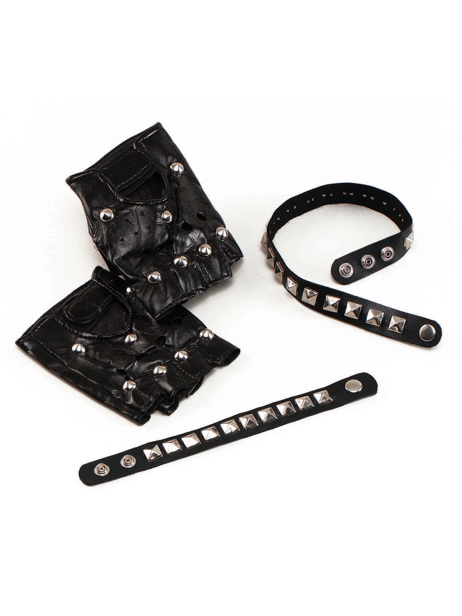 Studded Punk Gloves Costume Accessory