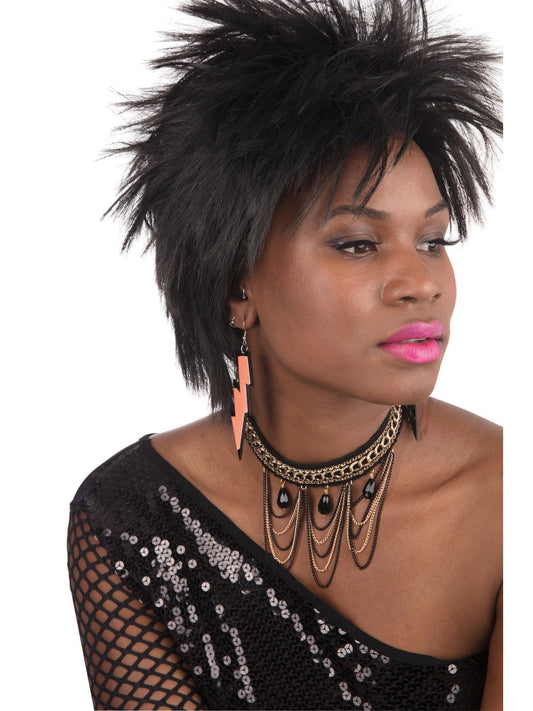 Orange 80's Rave Earrings Costume Accessory